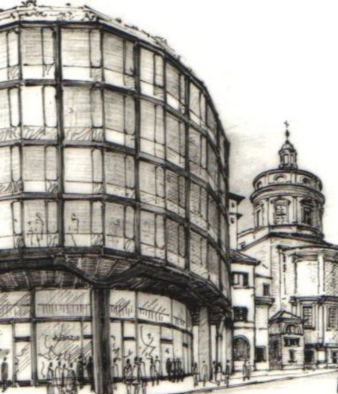 Piazza Meda – disegno originale studio BBPR